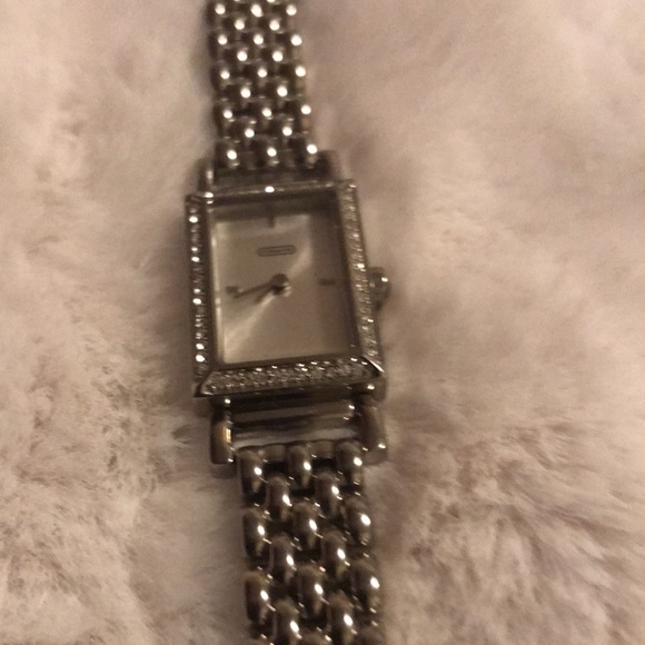 Authentic COACH Ladies Crystal Bezel Silver Dial Watch - Picture 3 of 12